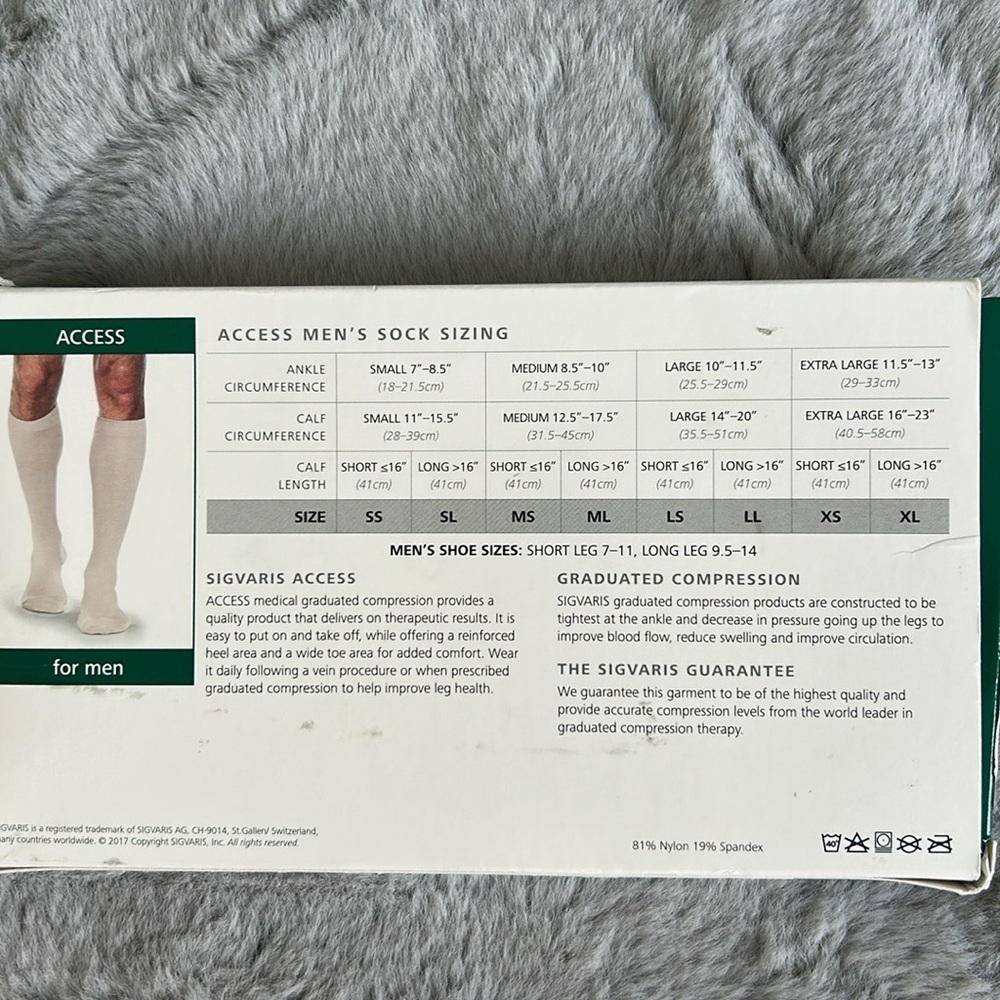 NWT DYNAVEN Opaque Men's Closed Toe Knee-High Compression Stockings 20-30mmHg M - Picture 5 of 7